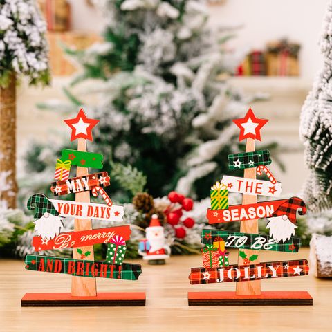 Christmas Cartoon Style Christmas Tree Letter Star Wood Party Ornaments 1 Piece