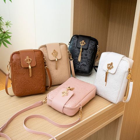 Women's Pu Leather Solid Color Fashion Square Magnetic Buckle Crossbody Bag