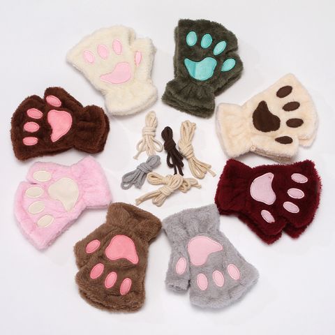 Women's Cute Paw Print Polyester Gloves