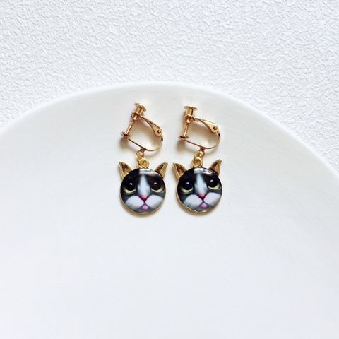 Cute Cat Metal Enamel Women's Drop Earrings 1 Pair