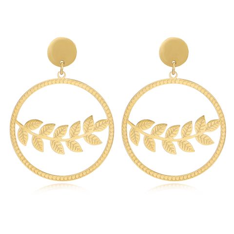 Fashion Leaf Stainless Steel Plating Drop Earrings 1 Pair