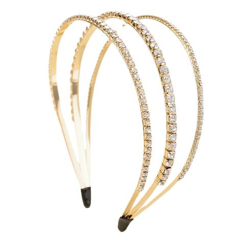 Women'S Fashion Solid Color Iron Plating Inlay Rhinestones Pearl Hair Band