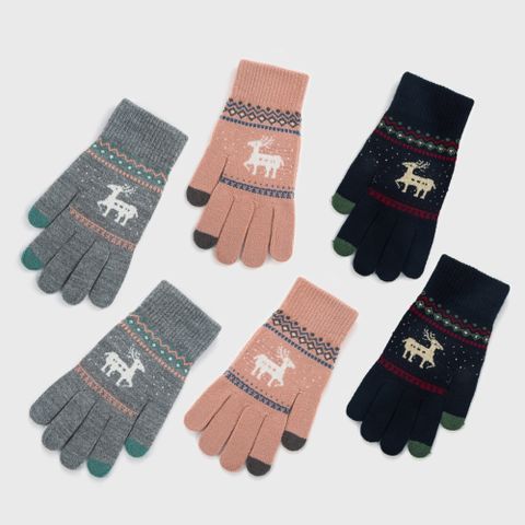 Unisex Fashion Elk Knit Warm Gloves 1 Pair