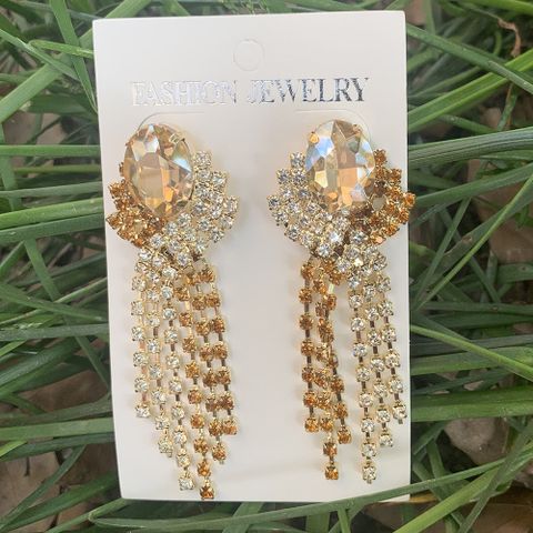 Luxurious Tassel Alloy Inlay Rhinestones Women's Drop Earrings 1 Pair