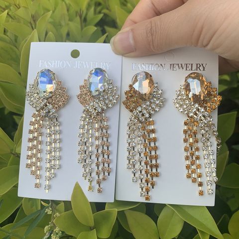 Luxurious Tassel Alloy Inlay Rhinestones Women's Drop Earrings 1 Pair