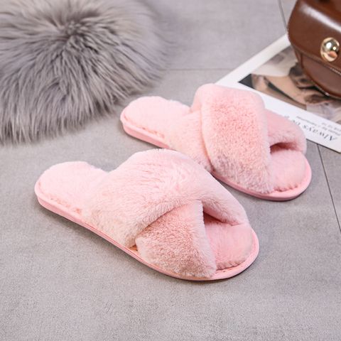 Women's Casual Solid Color Open Toe Cotton Slippers