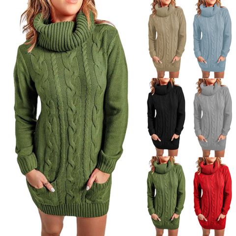 Women's Sweater Long Sleeve Sweaters & Cardigans Patchwork British Style Solid Color