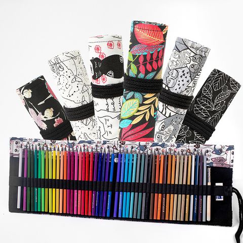 Fashion Geometric Printing Large Capacity Canvas Pencil Pouch Stationery Wholesale