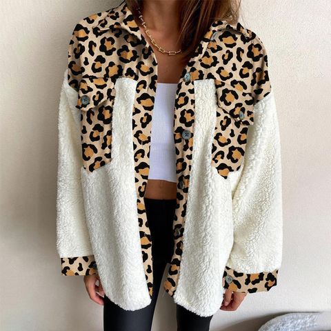 Women's Fashion Leopard Patchwork Single Breasted Blouse