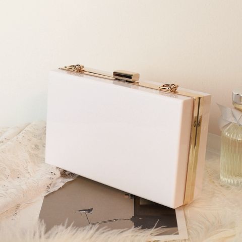 White Black Transparent Arylic Solid Color Square Evening Bags