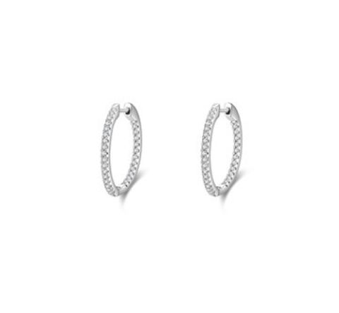 1 Pair Fashion Round Inlay Silver Gem Hoop Earrings
