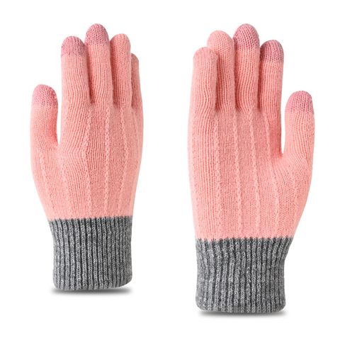 Mujeres Moda Raya Cachemira De Imitación Guantes 1 Par