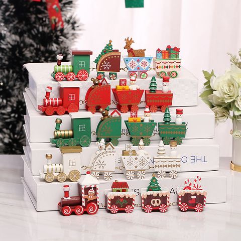Christmas Fashion Christmas Tree Train Gift Box Wood Indoor Ornaments 1 Set