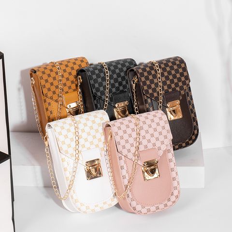 Women's Small Pu Leather Solid Color Fashion Square Flip Cover Crossbody Bag