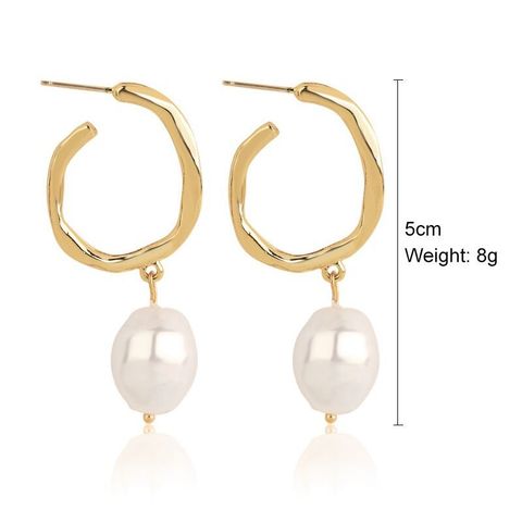 1 Pair Elegant Streetwear Geometric Plating Imitation Pearl Drop Earrings