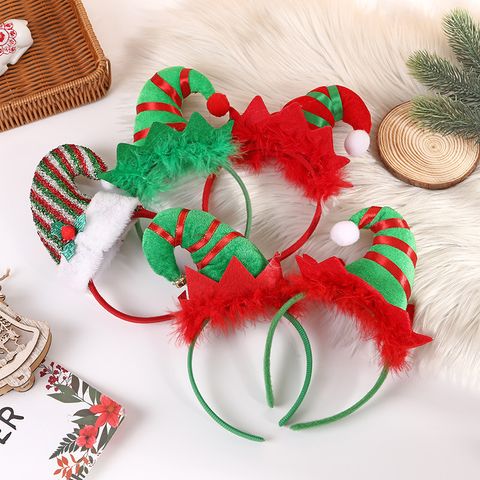 Cartoon Style Christmas Hat Plaid Cloth Stripe Party Headpieces 1 Piece