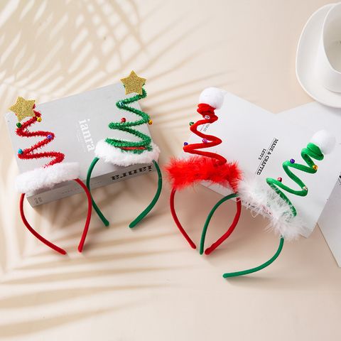 Cartoon Style Christmas Tree Plaid Cloth Party Headpieces 1 Piece