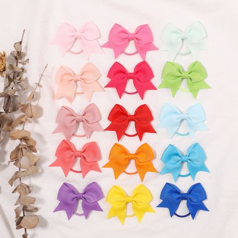 Fashion Bow Knot Polyester Rib Hair Tie 1 Piece