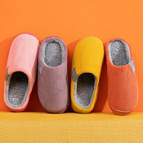 Unisex Fashion Solid Color Round Toe Cotton Slippers