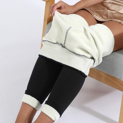Women's Daily Casual Solid Color Ankle-length Patchwork Leggings