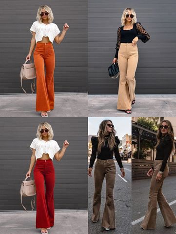 Women's Holiday Casual Solid Color Full Length Flared Pants
