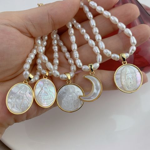 Fashion Round Pearl Shell Necklace 1 Piece