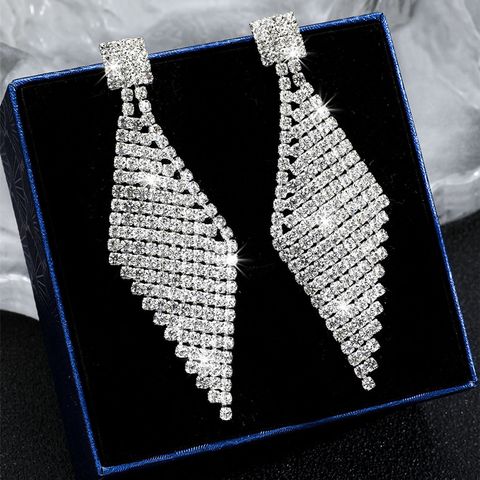 Fashion Rhombus Rhinestone Inlay Rhinestones Women's Drop Earrings 1 Pair