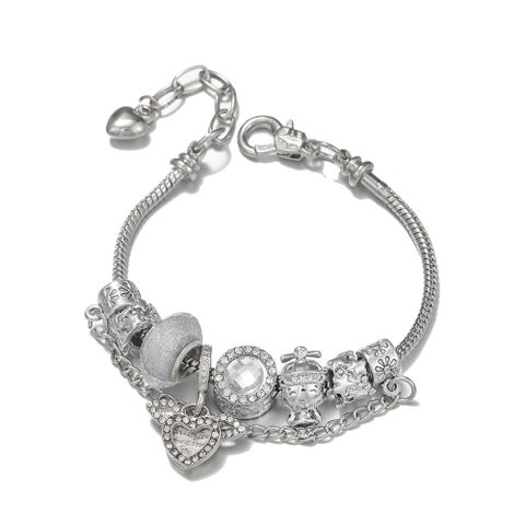 Fashion Heart Shape Metal Artificial Gemstones Couple Bracelets 1 Piece