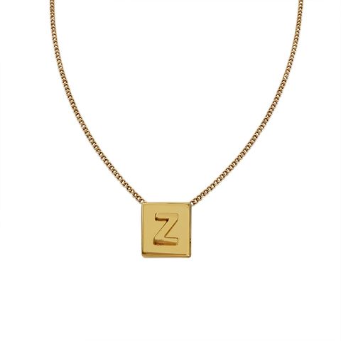 Simple Style Letter Square Titanium Steel Necklace 1 Piece