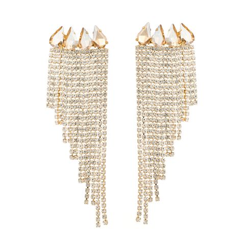 Elegant Geometric Alloy Tassel Rhinestones Women's Drop Earrings 1 Pair