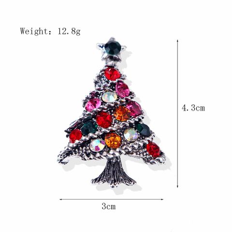 Fashion Christmas Hat Christmas Tree Snowman Alloy Inlay Rhinestones Unisex Brooches