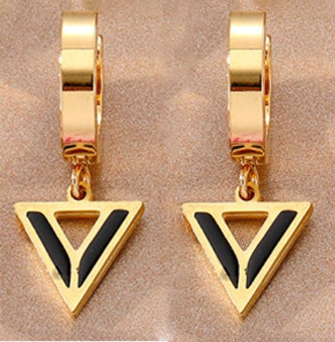 Fashion Triangle Pentagram Heart Shape Stainless Steel Plating Dangling Earrings 1 Pair