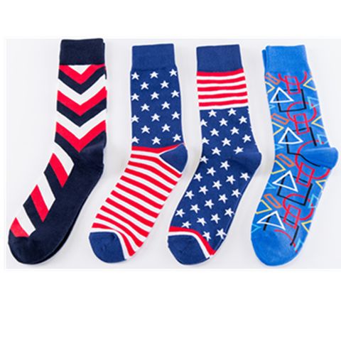 Men's Casual National Flag Stripe Cotton Jacquard Ankle Socks