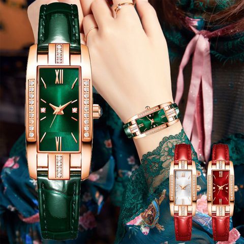 Casual Bloque De Color Hebilla Cuarzo Relojes De Mujer