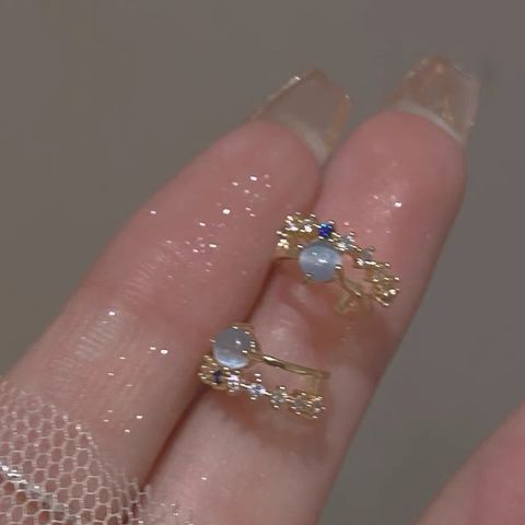 Fashion Geometric Alloy Plating Opal Women's Earrings 1 Pair