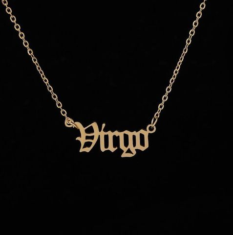 Stainless Steel Retro Plating Letter Pendant Necklace