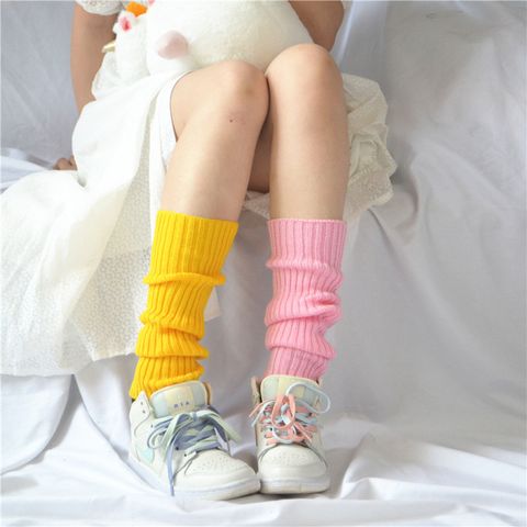 Women's Sweet Solid Color Polyacrylonitrile Fiber Jacquard Ankle Socks 1 Set