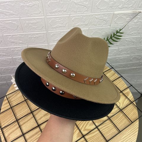 Unisex Fashion Solid Color Handmade Wide Eaves Fedora Hat