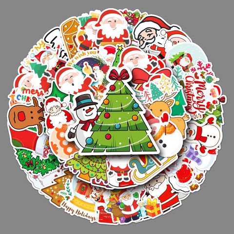 Cute Cartoon Christmas Graffiti Waterproof Holiday Stickers 50 Pieces Wholesale