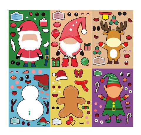 Cute Cartoon Copper Sheet Paper Christmas Decoration Puzzle Stickers