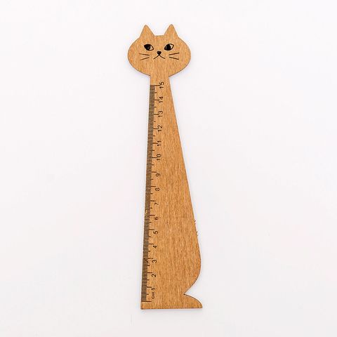 Cute Creative Cat Wooden Ruler 15cm Scale Student Stationery Wholesale