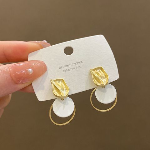 Fashion Round Alloy Plating Women's Drop Earrings 1 Pair