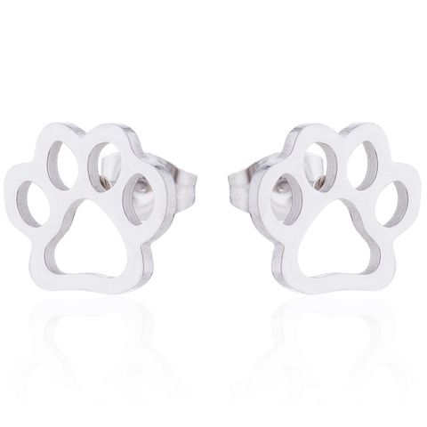 Fashion Paw Print Stainless Steel Ear Studs 1 Pair