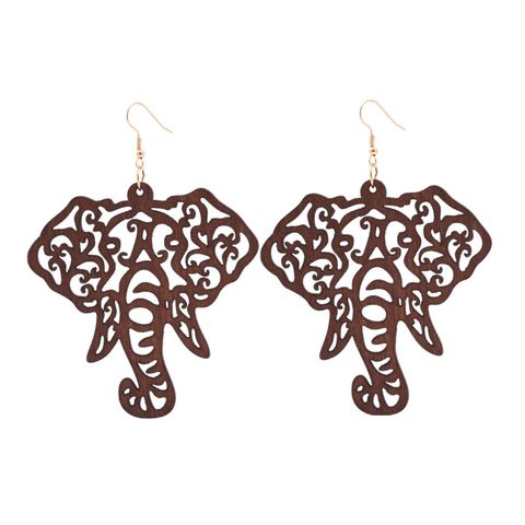 Fashion Solid Color Elephant Wood Women's Drop Earrings 1 Pair