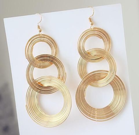 Exaggerated Round Metal Plating Women's Drop Earrings 1 Pair