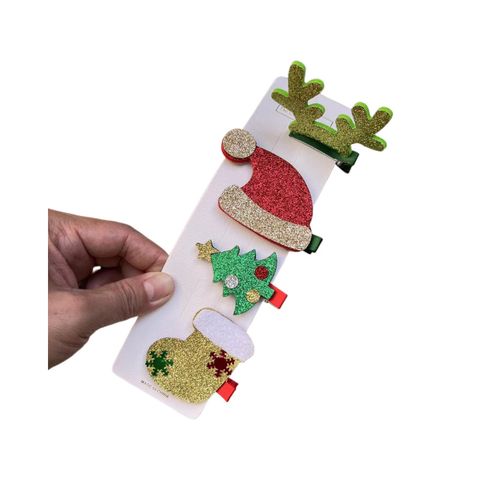 Cartoon Style Christmas Tree Santa Claus Snowman Cloth Resin Hair Tie 1 Set