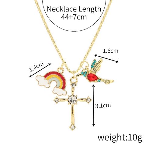 Modern Style Cross Alloy Inlay Rhinestones Women's Pendant Necklace