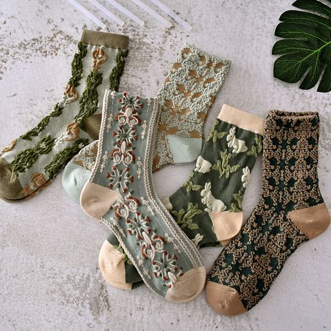 Women's Casual Color Block Cotton Polyester Cotton Jacquard Ankle Socks
