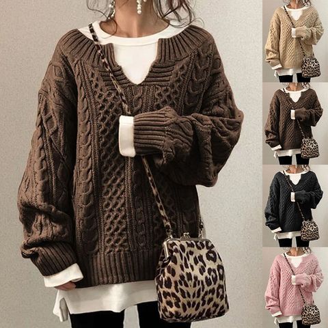 Women's Sweater Nine Points Sleeve Sweaters & Cardigans Warm Fashion Solid Color