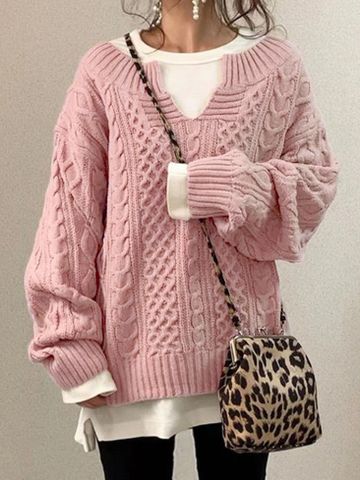 Women's Sweater Nine Points Sleeve Sweaters & Cardigans Warm Fashion Solid Color